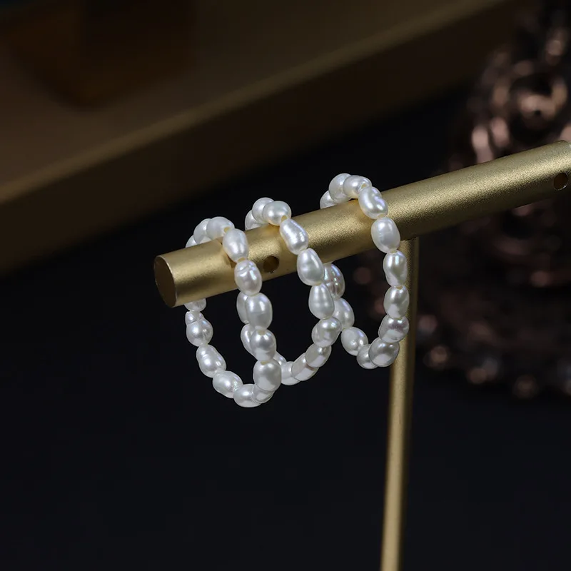 Freshwater Line - Bague en perles d'eau douce naturelles