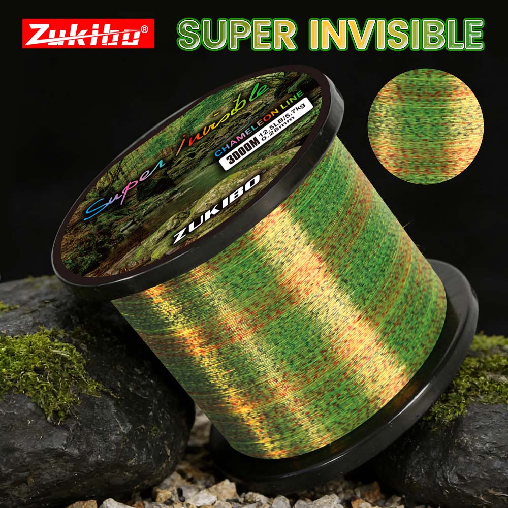 Fluorocarbon Line - ZUKIBO 3D ligne mouchetée jaune cinq